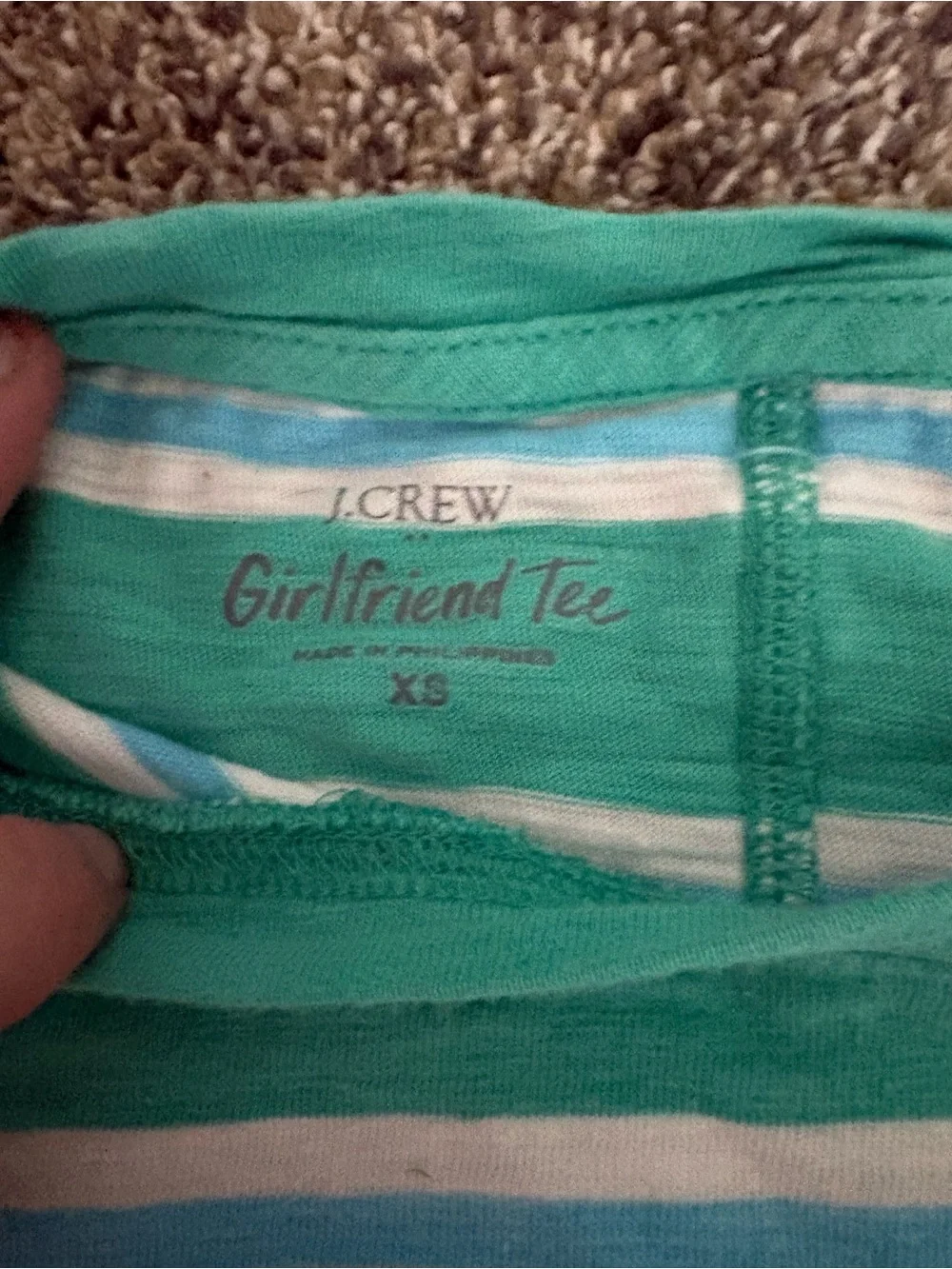 J. Crew Women’s Teal & White Striped Short-Sleeve Tee - Picture 4 of 5